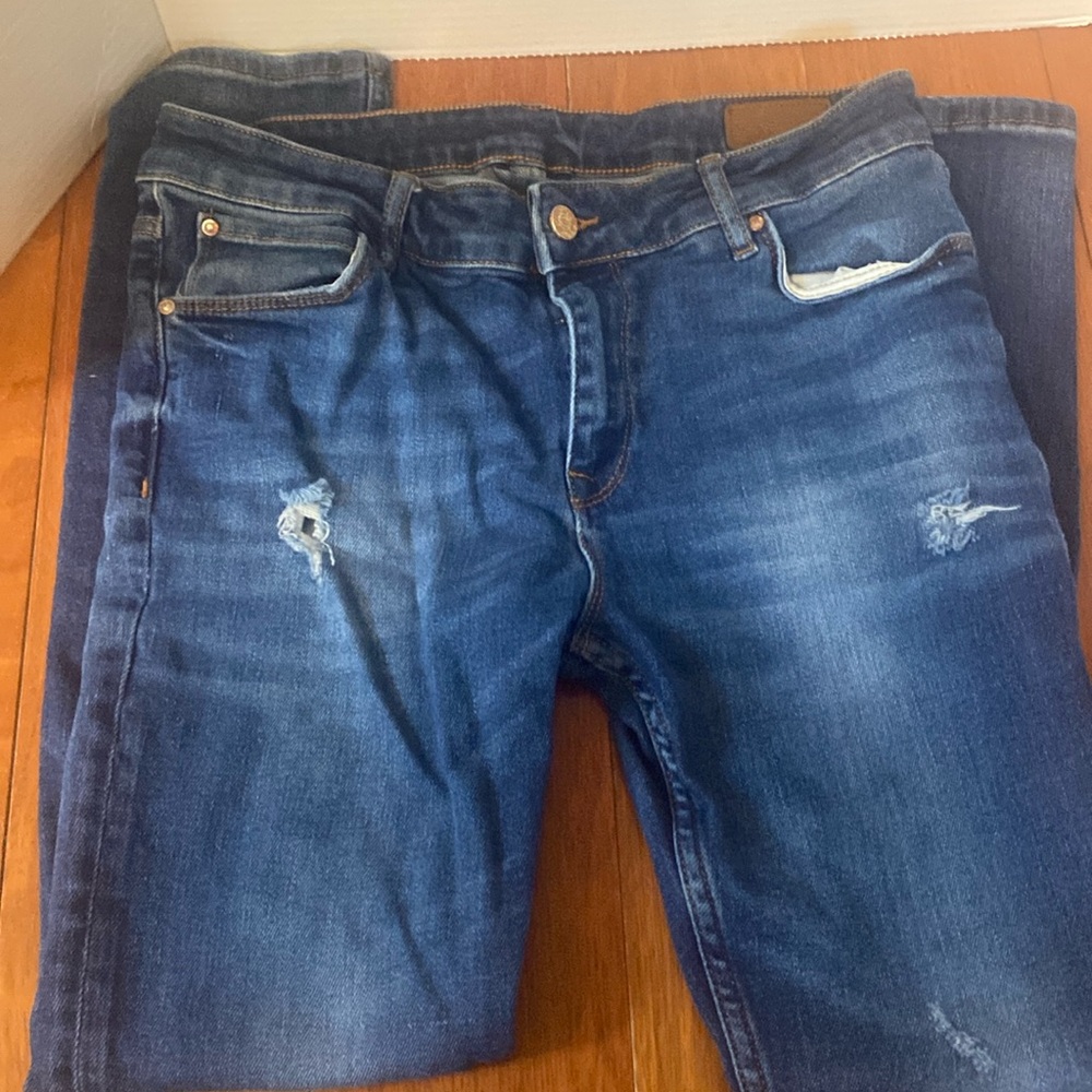 𝅺ASOS men’s  skinny ripped distressed denim jeans sz 34x30”